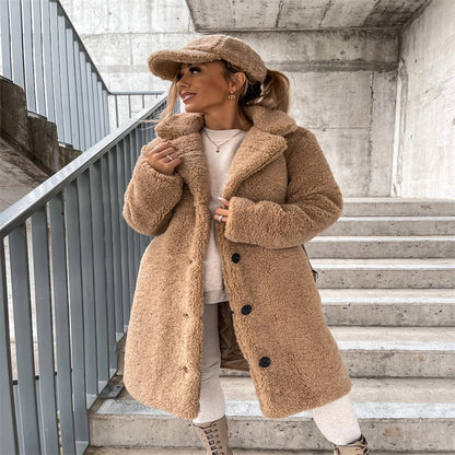 Manteau Luxe Col Fourrure et Laine