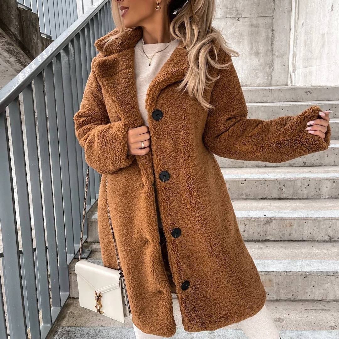 Manteau Luxe Col Fourrure et Laine